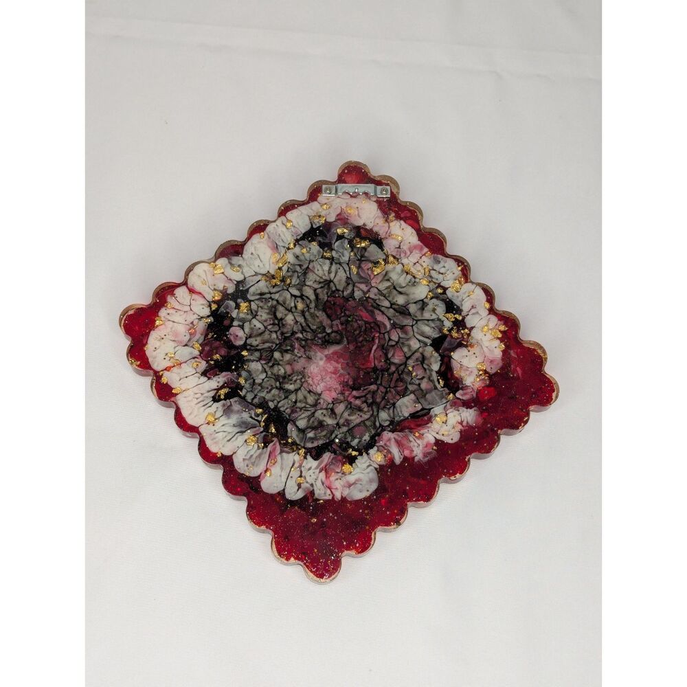 Resin Wall Art - Red, Gold, Handmade, New - Picture 6 of 7